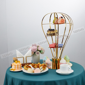 Support de présentation de gâteau vertical moderne en acier inoxydable doré de luxe pour buffet, fête, hôtel, mariage, banquet - Product Image 6