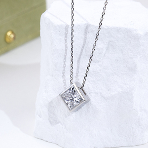 Collier pour femme Messi Jewelry personnalisé MSN-942, diamant taille princesse PT950, tendance - Product Image 3