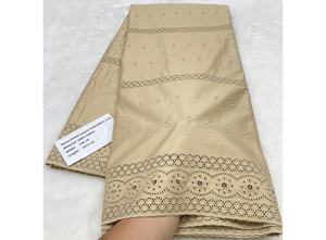 Tela de Encaje Africana de Alta Calidad, Tela de Encaje de Algodón Pulido Color Azul Cielo, 5 Yardas para Ropa Masculina Nigeriana - Product Image 3