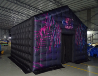Nouvelle Grande Structure Gonflable Noire de 20 pieds pour Soirées, avec Éclairage LED Portable pour Boîte de Nuit