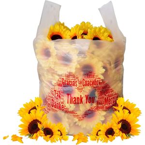 Sacs à T-shirt « Merci » 12x6.5x20 Blancs Réutilisables pour Courses, Lot de 200 en LDPE Sérigraphiés - Product Image 2