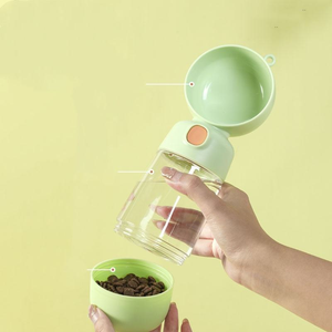 Bottiglia di cibo per cani 2-in-1, alimentatore per animali domestici portatile con ciotola da viaggio, Dispenser per l'alimentazione potabile all'aperto per cani <span class=keywords><strong>e</strong></span> gatti - Product Image 1