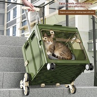 Poussette pour animaux de compagnie portable et pliable, chariot à double porte, lit d'extérieur pour chat et chien, chariot de transport en plastique avec poignée, capacité 30 kg