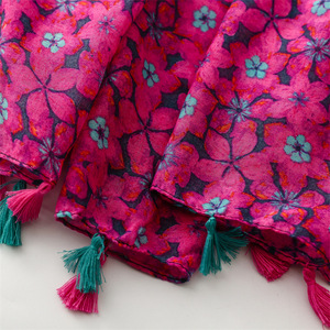 Mujeres señoras protección solar verano luz Color fino bloqueo étnico <span class=keywords><strong>fucsia</strong></span> flor Floral impreso bufanda chal para viajar - Product Image 6