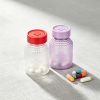 Bouteilles de compléments alimentaires en PET à texture gaufrée, couleur personnalisée, avec bouchon à vis, conteneur vide pour capsules de vitamines et pilules, pour les soins de santé et les compléments alimentaires