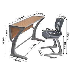 Ensemble de mobilier scolaire moderne pour salle de classe, 2 places, bureau d'étudiant avec <span class=keywords><strong>double</strong></span> chaise, écologique et durable, OEM - Product Image 4