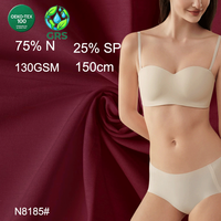 Tissu jersey en nylon recyclé et élasthanne 30GSM 150cm, certifié GRS OEKO-TEX, brossé, respirant, double face, pour sous-vêtements et lingerie