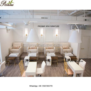 Chaise de pédicure en bois sur mesure, mobilier de salon de spa, banc de pédicure noir - Product Image 2