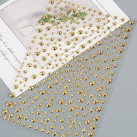 Autocollants en acrylique scintillants dorés, auto-adhésifs, demi-lune, perles, strass, décoration pour ongles, décoration de la maison, 325 pièces/feuille, 3D