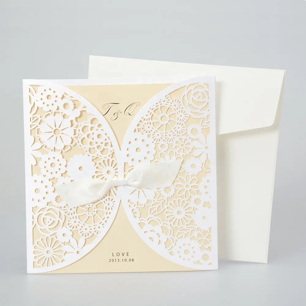 Exquisite Hochzeits einladung karte benutzer definierte Gruß karte drucken elegante Geschenk karte Umschlag