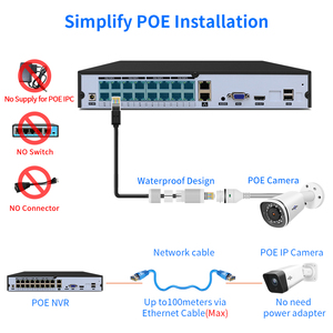 Hiseeu 4K 16CH POE NVR H.265 Grabador de vídeo de seguridad y vigilancia para cámara CCTV IP 1080P/3MP/4MP/5MP/8MP/4K H5NVR-P-16 Onvif N - Product Image 3