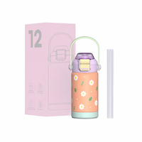 Bouteille d'eau isotherme portable anti-fuite pour enfants avec paille, personnalisable avec logo, 350 ml, pour garder au chaud ou au froid