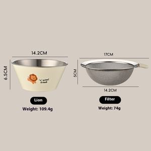 Bol de cuisine de petite taille en acier inoxydable à double usage pour mélanger les salades et les fruits Panier de drainage facile à laver Passoire domestique Passoire - Product Image 6