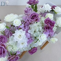 Guirlande de fleurs artificielles blanches et violettes pour centre de table de mariage, toile de fond, vente en gros