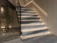 Dalles de marbre gris-blanc polies sur mesure, durables, pour appartements, hôtels, escaliers et revêtements muraux – Style industriel moderne