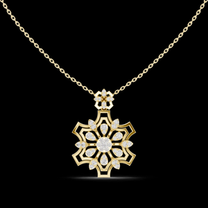 <b>Rose</b> <b>Gold</b> Sterling Silver Geometric Floral Diamond Pendant Sparkling Design Elegant Luxury Wedding Anniversary Party Jewelry - Product Image 5