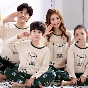 100% de <span class=keywords><strong>manga</strong></span> larga de algodón de <span class=keywords><strong>la</strong></span> madre y <span class=keywords><strong>la</strong></span> hija trajes par ropa niño niña niños salón de juego familia conjuntos de pijamas - Product Image 6