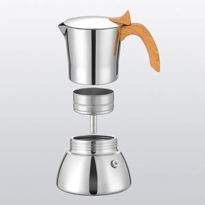 Pot Moka personnalisé de 4/<span class=keywords><strong>6</strong></span> <span class=keywords><strong>tasses</strong></span> en acier inoxydable cafetière espresso italienne moderne poignée isolée à double valve pour usage professionnel - Product Image 4