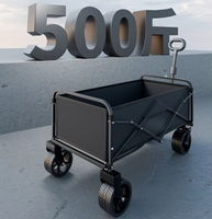 Chariot de camping pliable robuste OEM personnalisable, grande capacité, pneus tout-terrain larges, poignée réglable