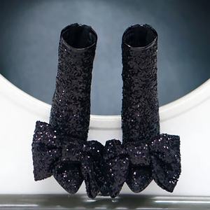 2024 sexy personnaliser rose grand nœud en soie et fermeture éclair mi-<span class=keywords><strong>mollet</strong></span> bottes à talons fins pour femmes - Product Image 6