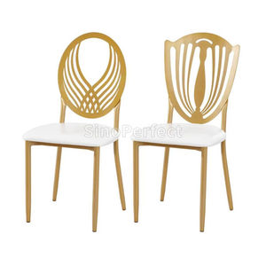 Hot Sales Luxury Wedding Event Party <b>Chair</b> New Design Metal Steel Iron Banquet <b>Dining</b> <b>Stackable</b> <b>Chair</b> Gold Metal <b>Chair</b> Wedding - Product Image 1