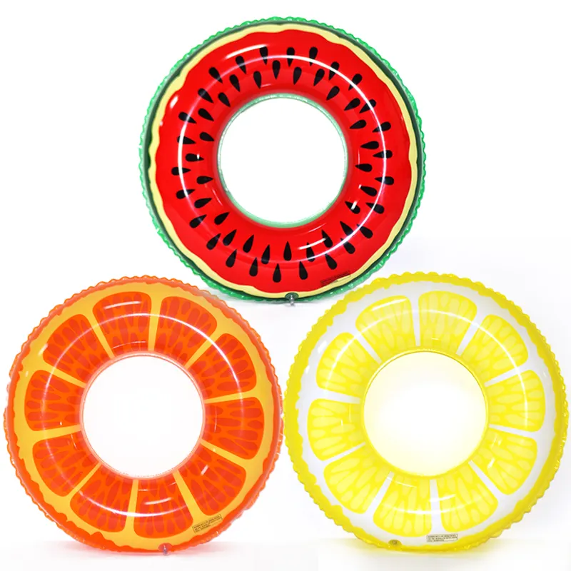 Flotador de anillo de natación de frutas para adultos y niños, anillo inflable de PVC, 90cm, venta al por mayor