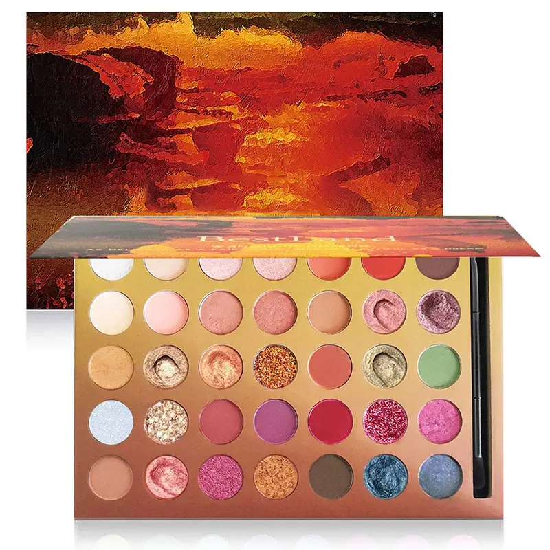 Matte Shimmer Glitter Eyeshadow Book Private Label Neutral Eyeshadow Palette 35 Colors