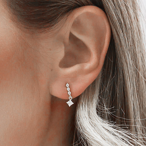 Pendientes de Plata de Ley S925 CANNER con Circonitas Redondas Pequeñas y Cuadradas Grandes en una Sola Hilera, Joyería de Oro Vermeil de 14 Quilates y 18 Quilates - Product Image 5