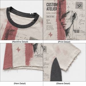 เสื้อยืดครอป Dirty Wash ผ้าฝ้าย แต่งขอบดิบ พิมพ์ลายกราฟิกสีสันสดใส ทรงบ็อกซี่ สไตล์สตรีทแวร์ เสื้อยืดผู้ชายสั่งทำพิเศษ - Product Image 3
