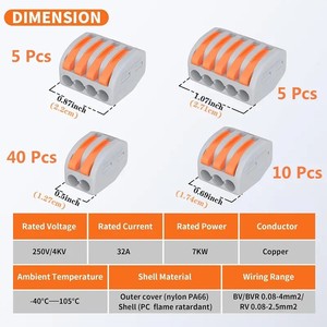 Conector de cable de resorte PCT 28-12 AWG, bloque de terminales ABS para cableado eléctrico DIY - Product Image 3