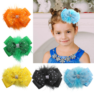 <span class=keywords><strong>Barrette</strong></span> à <span class=keywords><strong>cheveux</strong></span> en plumes de marabout scintillantes pour concours de beauté, avec strass, nœud en plumes de princesse pour anniversaire, <span class=keywords><strong>barrette</strong></span> pour tout-petits et enfants - Product Image 1