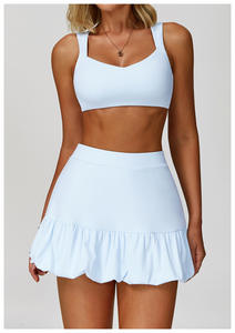 OEM Dames Yoga 2-delige Set Modieus Actief Topje BH Anti-Doorzichtig Veiligheid Tennis Hardloop Rokjes Set Sport - Product Image 2