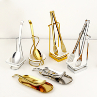 Ensemble de service de buffet de restaurant de luxe 5 étoiles en acier inoxydable avec louche à soupe debout, pince alimentaire, bol en céramique, cuillère de table et support