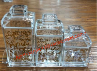 Vente en gros de canettes scellées en or transparent en acrylique, canettes de stockage étanches à l'humidité, canettes d'épices de cuisine