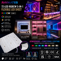Panneau LED RAYMATES UL SMD5050 (LED 5-en-1) 72 LED/m, 6 LED par coupe, 24V RGBCW, feuille lumineuse LED modulaire mince pour éclairage d'îlot