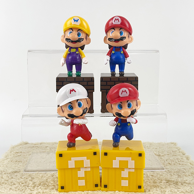 BJスーパーマリオスピース/セットマリオスおもちゃかわいいミニフィギュアマリオホット販売PVCアクションフィギュア卸売デスクトップと部屋の配置