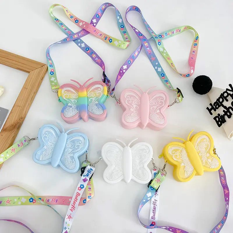 Monedero de silicona con forma de mariposa para niños, Mini monedero de silicona, a la moda