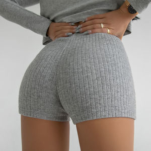 Shorts de Yoga de Cintura Alta Elástica para Mujer, Color Sólido, Transpirables, de Poliéster y Spandex, Leggings de Fitness para Entrenamiento, 3/4 de Longitud - Product Image 1