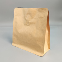 Sacs de grains de café en gros papier brun pochette à fond plat pochette à fond plat papier kraft sur pied