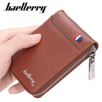Baellerry dompet ramping untuk pria, dompet uang vertikal banyak slot kartu kulit PU buram