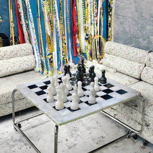 Jeu d'échecs en marbre fait main, style Art Déco, plateau rectangulaire, décoration de table pour salon, cadeau de mariage - Product Image 2