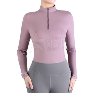 Tops ecuestres para mujer al por mayor, Blusa de manga larga para carreras, ropa de montar con cremallera, camisas de capa base para mujer - Product Image 1