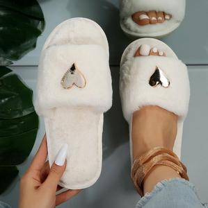 <span class=keywords><strong>Pantofole</strong></span> <span class=keywords><strong>Pelose</strong></span> a Forma di Cuore, Ciabatte Moda con Suola Piatta, <span class=keywords><strong>Pantofole</strong></span> da Casa per Donna, Antiscivolo in Pelo di Coniglio, Taglie Grandi - Product Image 4