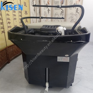 Cabezal de Ducha en Cascada Kisen Special con Circulación de Agua, Arco Negro Ajustable, Lavabo para Spa con Tanque - Product Image 1