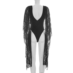 Viviblook J26BS169 Combinaison d'été pour femme, nouvelle collection, sexy, ajustée, avec dentelle, volants, design à nouer, dos nu, décontractée, sans manches - Product Image 4