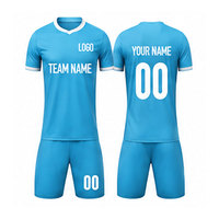 Seragam Sepak Bola Ukuran Dewasa Kustom Lengan Pendek Bermotif 100% Poliester Cepat Kering Berkualitas Tinggi Pakaian Olahraga Unisex Buatan Pakistan
