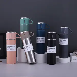 Factory Wholesale 500ml Christmas Gift Thermos Vacuum Flask Stainless Steel Water Bottle with 2 Cups hot and cold fl