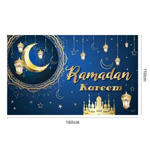 Hot Koop Custom Moslims Ramadan Mubarak Banner Decoraties Opknoping Touwen Islam Banner Home Decor Eid Mubarak Vissenstaart Vlag