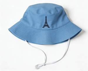 Chapeau Bob Brodé Tour Eiffel Multicolore avec Sangle de Menton Réglable, Protection Anti-UV, Chapeau de Soleil Décontracté pour Activités de Plein Air, Style Pêcheur - Product Image 2