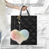 Mini Pompons en Peluche Arc-en-ciel Kawaii à la Mode, Mignons Pompons Léopard Papillon, Pompons Cœur, Jouets en Peluche, Porte-clés, Accessoire de Sac, Doux